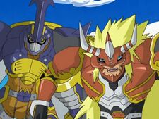 Blitzmon and Agnimon in Digimon Frontier.